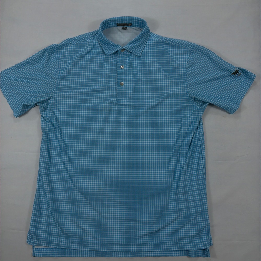 Peter Millar Summer Comfort Golf Polo Shirt Check Performance Size M Blue White